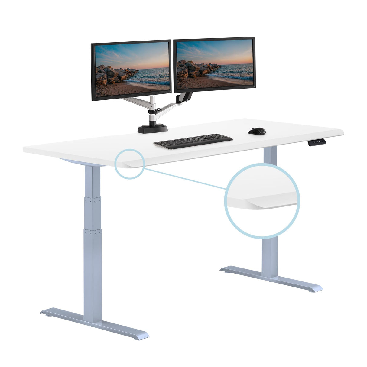 Vari ComfortEdge Electric Standing Desk Adjustable Height, 72x30 White Desk - Gaming & Adjustable Work Table,Sloped Ergonomic Front Edge - Varidesk Vari