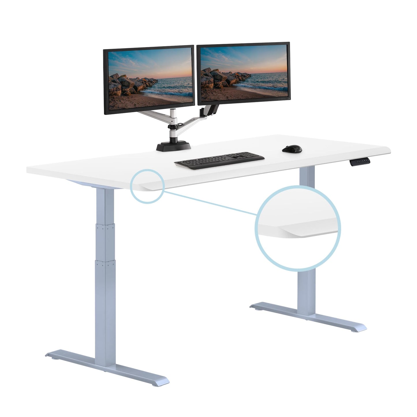 Vari ComfortEdge Electric Standing Desk Adjustable Height, 72x30 White Desk - Gaming & Adjustable Work Table,Sloped Ergonomic Front Edge - Varidesk - WoodArtSupply