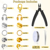 1200 Pcs Crimp Beads Kit for Jewelry Making, Acejoz Crimp Beads, Crimp Covers, Crimp Tubes and Wire Guardians, Lobster Clasps, Jump Rings, Crimping Pliers and Beading Wire for Jewelry Making Acejoz