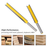 Mesee Set of 2 Pieces Extra Long Straight Router Bit Set, 1/4-Inch Shank Double Flute Straight Grooving Bits Trimming Cutter Woodworking Milling Tools with 2" & 3" Cutting Height Mesee