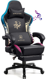 GTPLAYER Gaming Chair with Bluetooth Speakers and Footrest, Dragon Series Video Game Chair ，Heavy Duty Ergonomic Chair，Esports Gaming Chair，Computer Office Desk Chair by GTRACING(Black) GTPLAYER