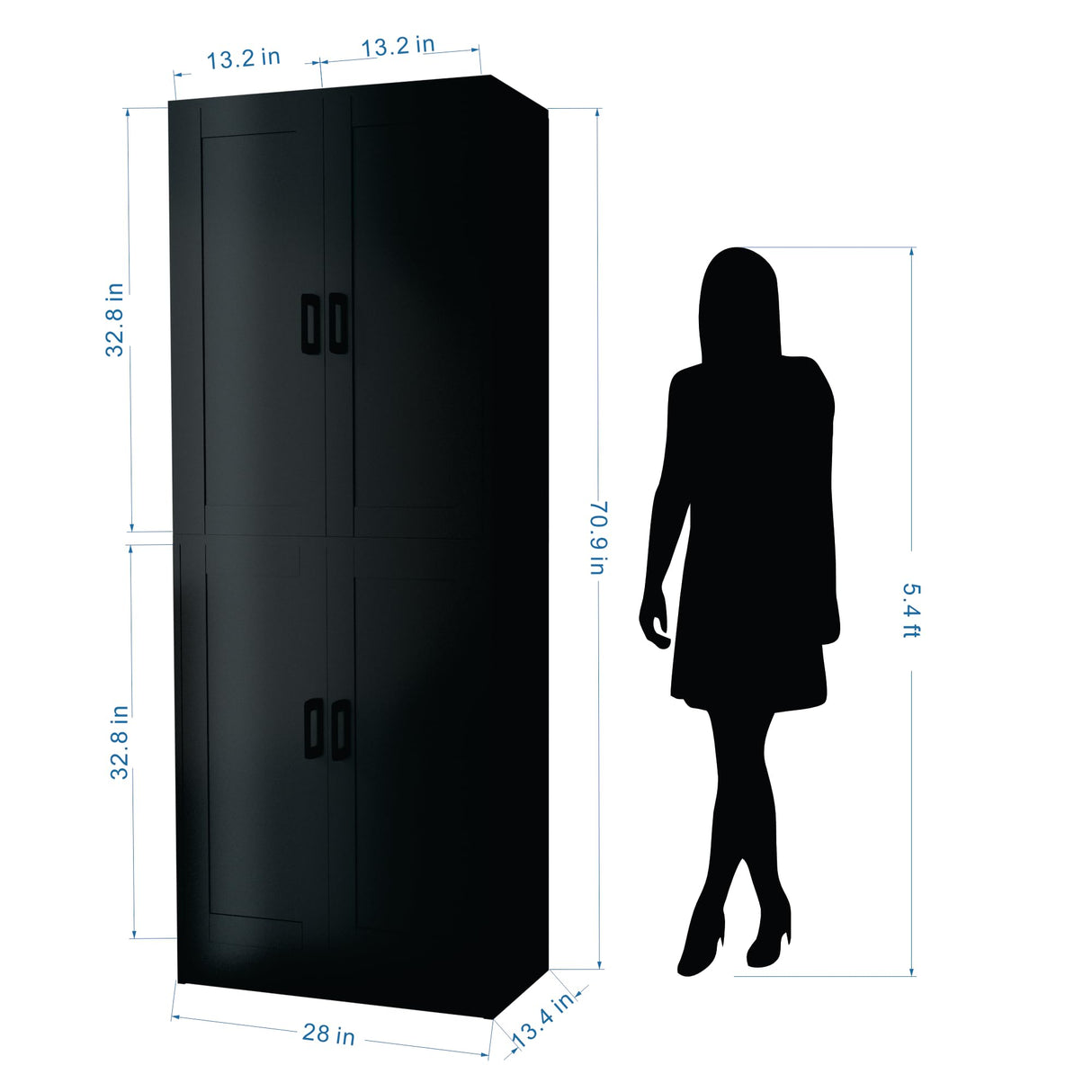 DIYART Black Kitchen Pantry Cabinet, 71" Tall Kitchen Pantry Storage Cabinet with Doors, Kitchen Pantry Hutch with Storage for Kitchen, Dining Room DIYART