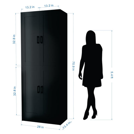 DIYART Black Kitchen Pantry Cabinet, 71" Tall Kitchen Pantry Storage Cabinet with Doors, Kitchen Pantry Hutch with Storage for Kitchen, Dining Room DIYART