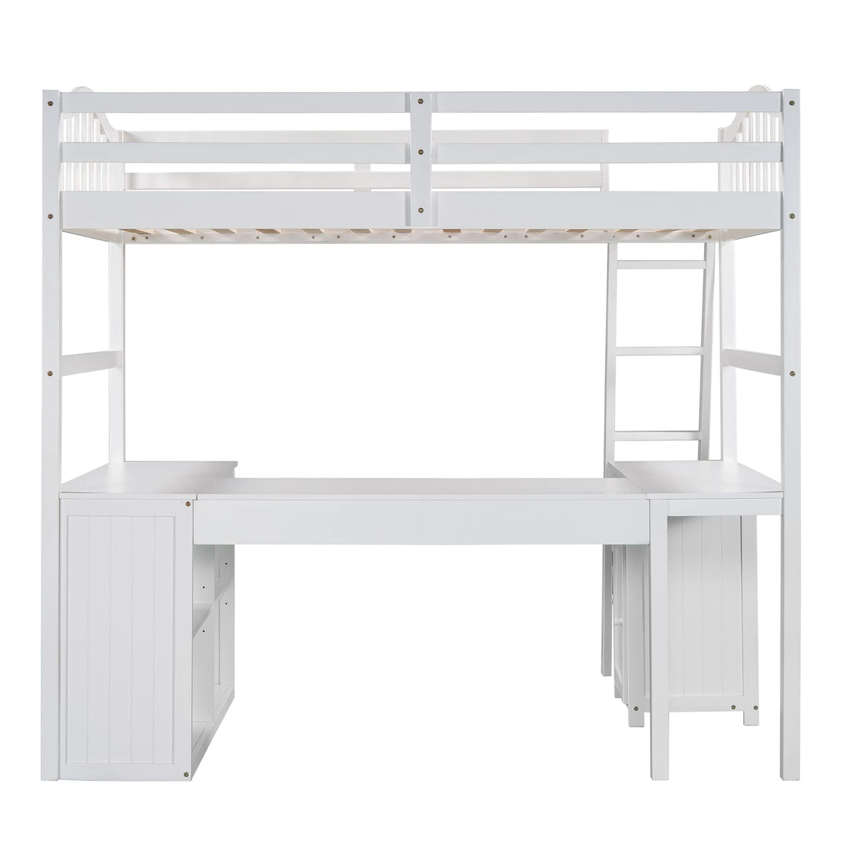Harper & Bright Designs Twin Loft Bed with Desk, Wooden Loft Bed Frame with Storage Drawers, Cabinet, Shelves, for Kids Teens Adults (Twin Size, White) Harper & Bright Designs