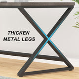 IBF 70 Inch Large Desk, Long Computer Desk for Writing Study, Industrial Home Office Work Executive Desk for Bedroom, Wood Metal Pc Gaming Workstation Computer Table for 2 Monitors, Dark Gray Oak IBF