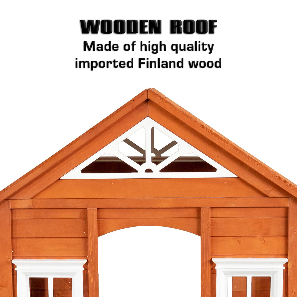 Sportspower Woodbridge Wooden Outdoor Backyard Playhouse with Flower Boxes, Red Sportspower