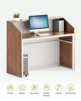 LITTLE TREE 47-Inch Reception Desk with Counter, Oak Front Desk Reception Room Table, Retail Counter for Checkout, Modern Welcome Desk for Lobby, Office, Beauty Salon LITTLE TREE