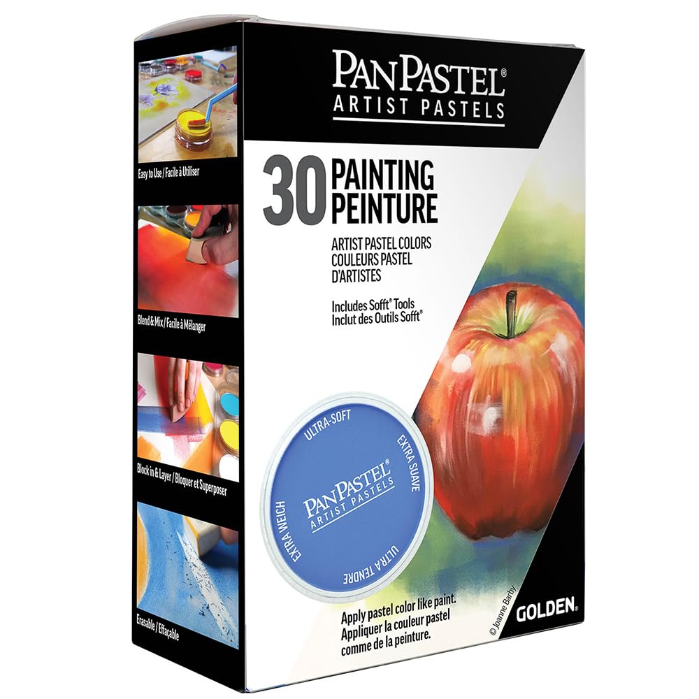 PanPastel Artist Pastels by GOLDEN, Painting Set, 30 Color, Professional Artist Pastels, Unique Pan Format (cake-like) PanPastel