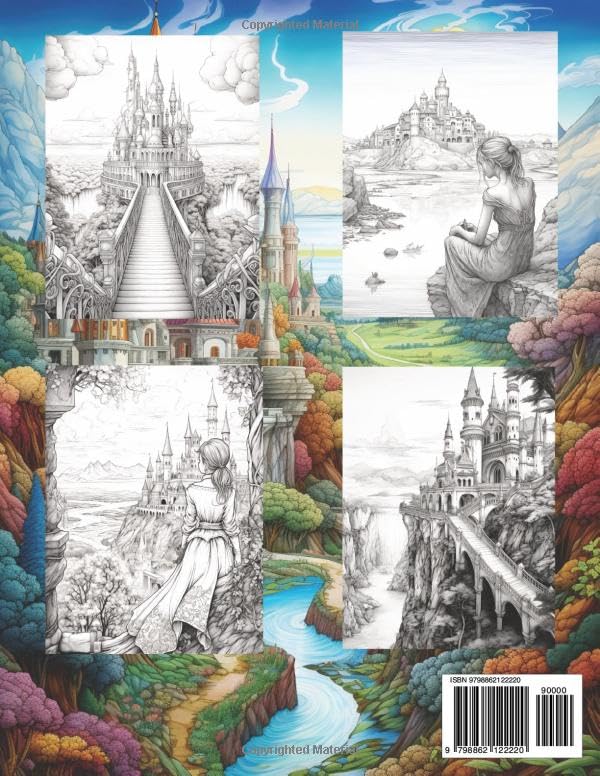 Fairytale Landscapes: Adult Coloring book: Fantasy Landscape scenes of fairy tale castles, ocean fairy homes.