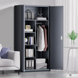 DNA MOTORING Metal Storage Cabinet, 72" Storage Wardrobe with Lock and Hanging Rod, Locking Cabinet Heavy Duty Utility Cabinet with 4 Shelves for Garage,Office,Home,Gym, Gray, TOOLS-00633-GY-GY DNA MOTORING