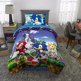 Franco Kids Bedding Super Soft Comforter and Sheet Set, 4 Piece Twin Size, Sonic The Hedgehog, Anime Franco