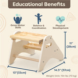 B. toys- B. spaces- Step Stool for Kids – Ivory & Wood Stepping Stool for The Bedroom, Bathroom, Kitchen – Furniture for Toddlers – Peek-A-Boost – 2 Years + B. toys