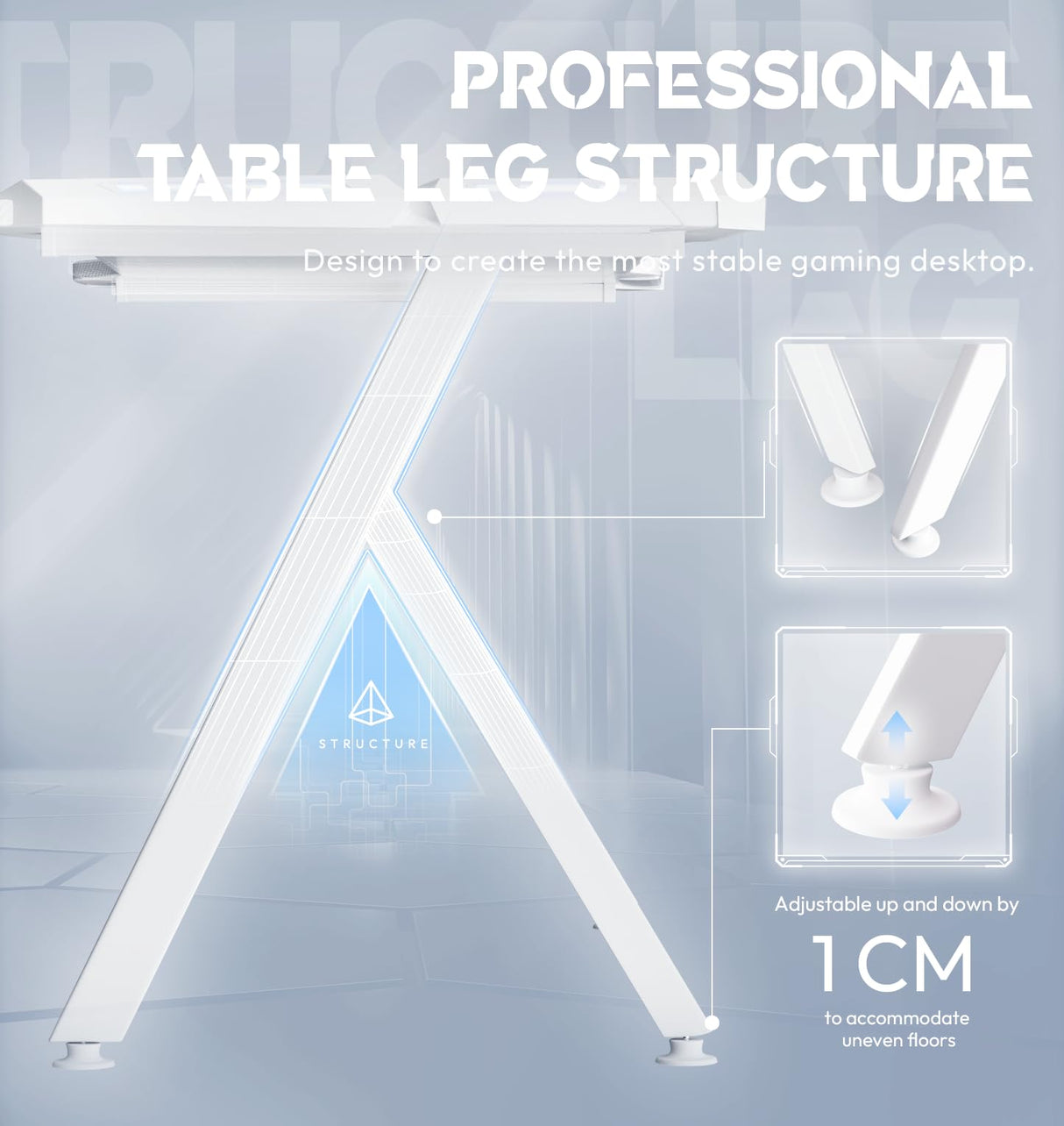 Dowinx Gaming Desk with LED Lights, RGB Gaming Computer Table with Carbon Fibre Surface, LED Home Office Desk with Remote Control, Pc Workstation with Cup Holder and Headphone Hook, 63 Inch, White Dowinx