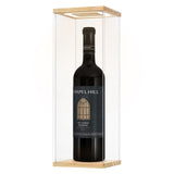 DIWNELEM Wood Acrylic Wine Bottle Display Case with LED Light Acrylic Wine Glass Holder Wine Display Case Dustproof for Red Wine,Champagne,Liquor,Whiskey,Beer,Beverage Bottle (5.1*5.1*14.2") DIWNELEM