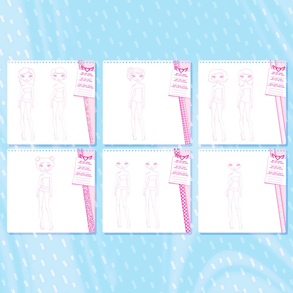 Fashion Angels Fashion Design Sketch Portfolio Artist Set With Crayons 11702, Clothing Design Sketch Pad for Beginners, For Kids 6 and Up Fashion Angels