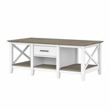 Key West 47.2 x 23.94-Inch Coffee Table, Shiplap Gray/Pure White Bush Business Furniture