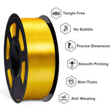 SUNLU Silk PLA Filament 1.75mm, Neatly Wound Shiny PLA 3D Printer Filament, Dimensional Accuracy +/- 0.02mm, Fit Most 3D Printers, Good Vacuum Packaging, 1kg Spool(2.2lbs), 330 Meters, Silky Gold SUNLU