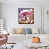 FHBUBPUP Diamond Painting Kits for Adults, Cat Diamond Art Kits, Full Drill Round Gem Art, DIY Flower Paint with Diamond Beads Crafts for Home Wall Decoration Gifts 12x12 inch FHBUBPUP