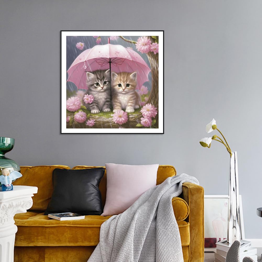 WSLWXSHM Diamond Art Painting Kits for Adults Cat, Round Full Drill Diamond Art Kits, 5D DIY Paint with Diamonds Crafts for Home Wall Decoration Gifts 12×12Inch, Animal WSLWXSHM