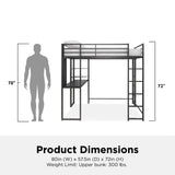 DHP Abode Full Size Metal Loft Bed, Black DHP