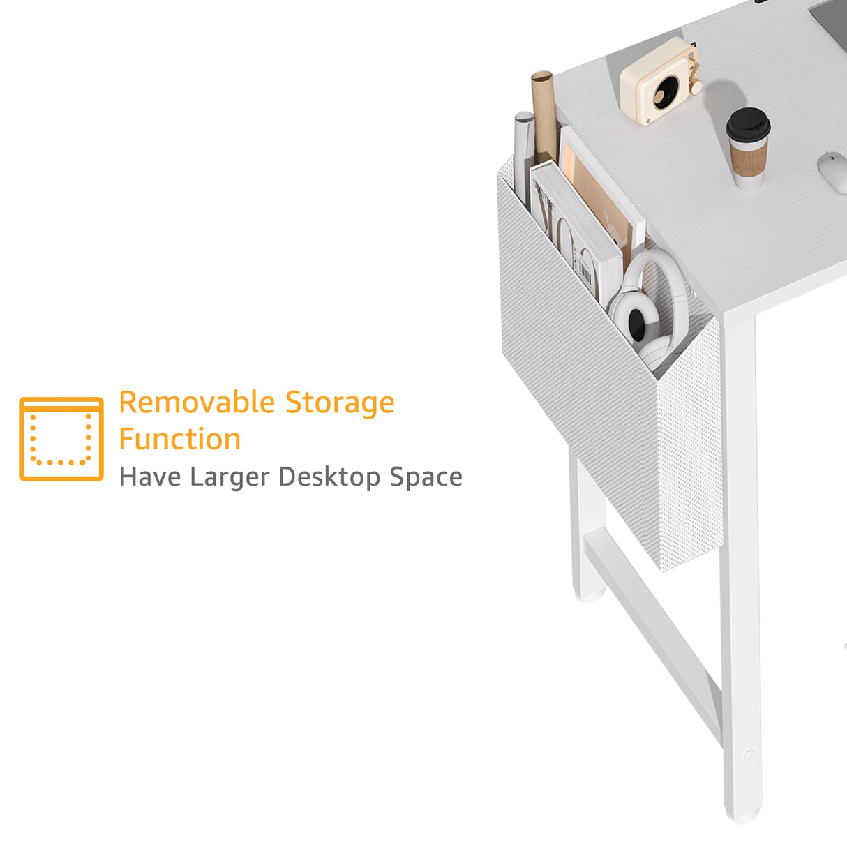 DLisiting White L Shaped Computer Desk with Power Outlet Shelves, 40 Inch Small Corner Desk for Small Space Home Office, Study Work PC Desks for Bedroom, White DLisiting