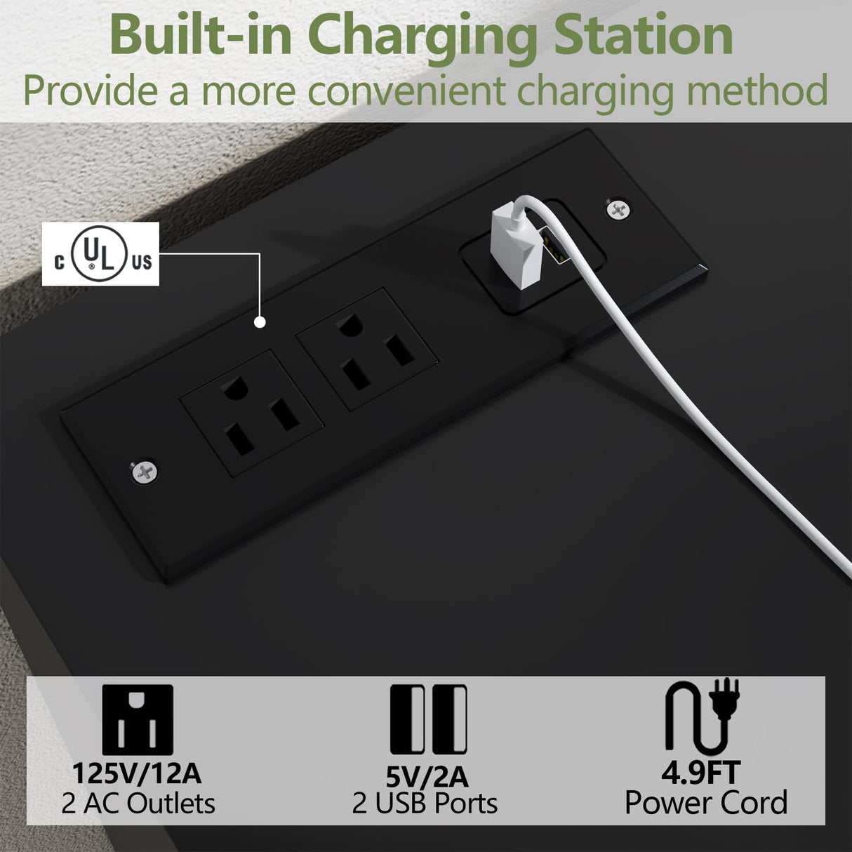 8 Drawers Dresser with Charging Station, White Dresser for Bedroom with LED Lights, Modern Chest of Drawers for Closet, Double Wide Dresser Organizer for Bedroom, Living Room, Entryway (Black) Gyfimoie