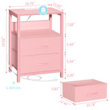 Yoobure Nightstand with Charging Station, LED Night Stand with Fabric Drawers and Storage Shelf for Bedroom, Nightstands Bedside Tables with USB Ports & Outlets, Small Night Stands, Bed Side Table Yoobure