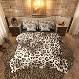 Erosebridal Leopard Print King Comforter Set Cheetah Not Real Fur 7-Piece Bed in A Bag Wild Animal Jungle Ombre Cowhide Fur Sheets and Pillowcases Beige Brown Bed Sets Erosebridal