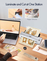 Laminator Machine, SINOPUREN 13-inch Thermal Laminator, with Paper Trimmer, Corner Rounder, 10 Pouches Sheets, Quick Warm-Up, Cold and Hot Laminating for Home/School/Office SINOPUREN