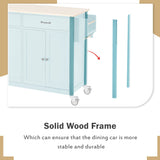 Virubi Kitchen Island Cart, 54.3" Rolling Island Cart with Solid Wood Top, 4 Doors Cabinet, 2 Drawers,Locking Wheels, Spice Rack and Towel Rack, Island Table for Kitchen, Dining Room(Green) Virubi