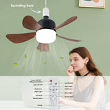 Dalouguan Socket Fan Light with Remote, 18" Wood Dimmable LED Small Ceiling Fans with Lights, 3 Colors 3000K-6500K Replacement Light Bulb Fan for Bedroom Kitchen Living Room Garage Dalouguan