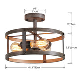 AGV LIGHTING Semi Flush Mount Ceiling Light Fixture, Farmhouse Close to Ceiling Light with There-light AGV LIGHTING