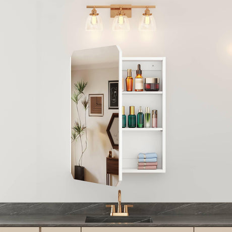 SOOWERY Medicine Cabinet Mirror 19.6" W x 26" H Bathroom Mirror with Storage Wall Mounted Medicine Mirror Cabinet Wood Organizer with Single Door Farmhouse Bathroom Storage Cabinet SOOWERY