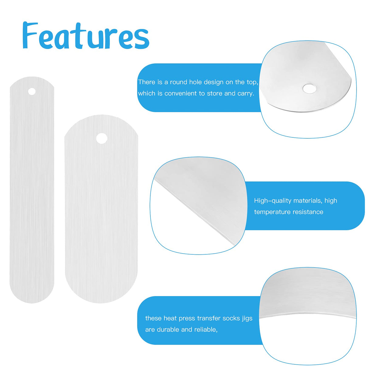 Hotop 4 Pieces Sublimation Socks Jigs Blanks Polyester Metal Insert Straight Crew Sock Jigs Dye Printing Heat Press Transfer Socks Accessories, 2 Sizes for DIY Socks Adult Women Man Hotop