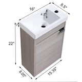 Wenore Home 16 Inch Bathroom Vanity with Sink Combo,Wall Mounted Cabinet Set for Small Space,Floating Bathroom Vanity with Sink,Small Bathroom Vanity with Forest Oak Wenore Home