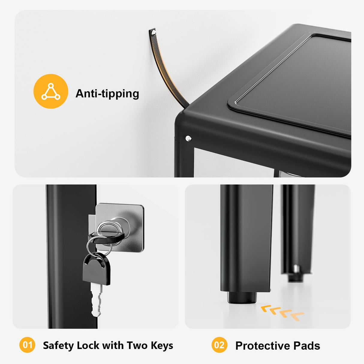 Ryoko Display Cabinet with Glass Door, Adjustable 3-Shelf Shelves, Curio Cabinet with LED Light, Glass Display Cabinet with Lock,Storage Cabinets, Dark Grey Ryoko