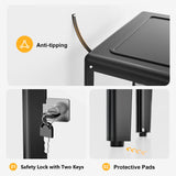 Ryoko Display Cabinet with Glass Door, Adjustable 3-Shelf Shelves, Curio Cabinet with LED Light, Glass Display Cabinet with Lock,Storage Cabinets, Dark Grey Ryoko