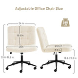 Furniliving Wide Desk Chair, Faux Fur Upholstered Office Chair with Wheels, Adjustable Accent Chair with Thicken Seat, Computer Chair for Living Room, Study Room, Home Office, IvoryWhite Furniliving