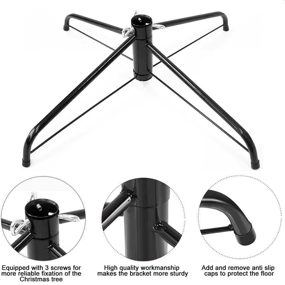 Christmas Tree Stand for Artificial Tree Folding Stand, Replacement Xmas Tree Stand Base for 4 Ft to 8.5Ft Artificial Trees,Fits 0.5-1.25 Inch Tree Pole，Black EWRITN