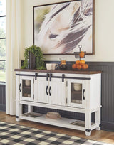 Signature Design by Ashley Valebeck Farmhouse Dining Room Server or Buffet, White & Brown Signature Design by Ashley