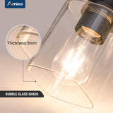 Amico 4-Light Bathroom Vanity Light Fixtures, Rustic Industrial Painted Wood Vanity Lights for Bathroom, Vintage Black Wall Sconces Bathroom Vanity Lighting with Clear Glass Shade Amico