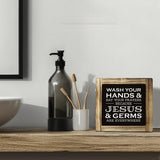 Christian Bathroom Sign - Wash Hands & Prayers, Rustic Wooden Tabletop Art, Farmhouse Washroom Decor JXZOLQ