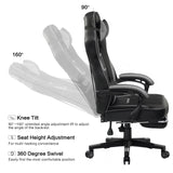 LUCKRACER Gaming Chair, Video Game Chairs Gaming Computer Chair with Footrest 350Lb Heavy Duty Gaming Chair Ergonomic Office Chair Lumbar Support for Adults, High Back, Swivel Seat, Recliner(Grey) LUCKRACER