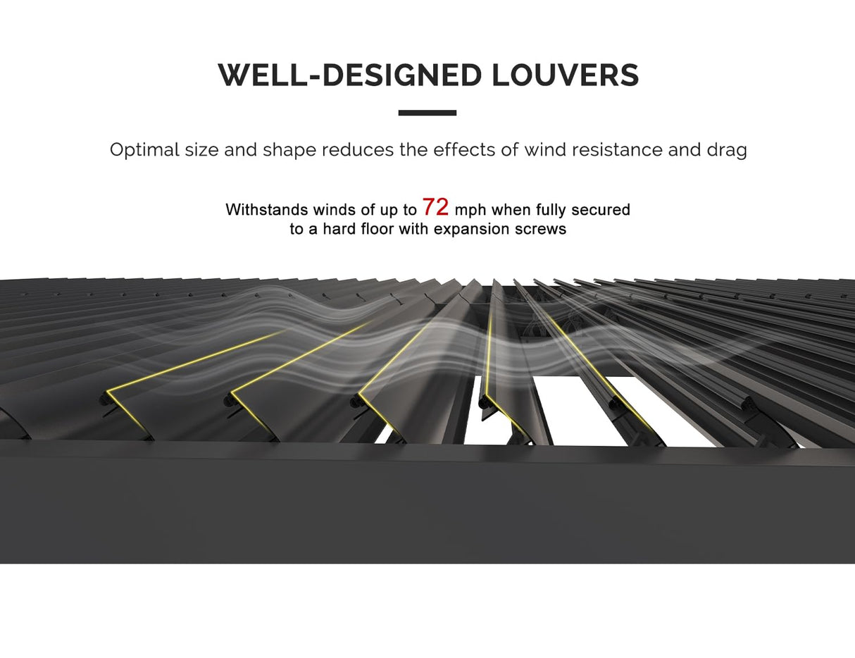 PURPLE LEAF Louvered Pergola 10' x 14' Outdoor Aluminum Pergola with Adjustable Roof for Deck Backyard Garden Grey Hardtop Gazebo PURPLE LEAF