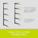 Heavy Duty Lumber Storage Rack by Delta Cycle, Holds Up to 800 lbs - Easy to Install Wood Storage Rack with Fully Adjustable Arms - Steel Construction Storage Solution for Garage, Basement & Pantry Delta Cycle & Home