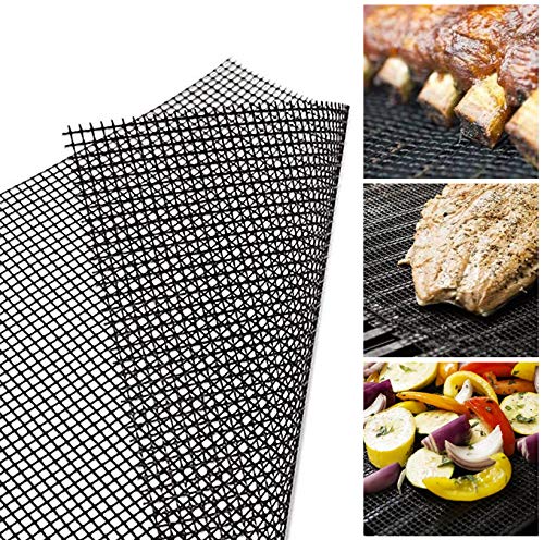 AOOCAN Grill mesh mat - Set of 5 Non Stick BBQ Grill mats, Heavy Duty, Reusable Grilling mats, Easy to Clean - Works on Gas, Charcoal, Pellet Grill - 15.75 x 13 in, Black Aoocan