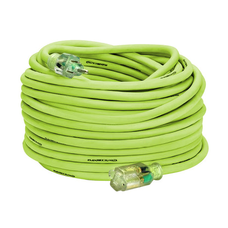 Flexzilla Pro Extension Cord, 12/3 AWG SJTW, 100 ft., Lighted Plug, Indoor/Outdoor, ZillaGreen - FZ512835 Flexzilla