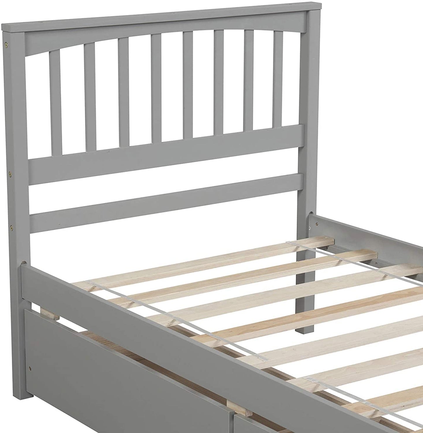 Harper & Bright Designs Light Grey Twin Bed Frame with Storage Drawers - Solid Wood Platform Bed, No Box Spring Needed - WoodArtSupply