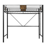 Allewie Black Twin Size Metal Loft Bed Frame with Stairs & Guardrails - Space-Saving Design, No Box Spring Needed Allewie
