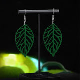 Handmade Bohemian Natural Wooden Leaf Dangle Drop Earrings Lightweight Vintage Hollow Feather Hook Earrings for Women Statement Boho Jewelry Gifts (Dark Green) SLSF